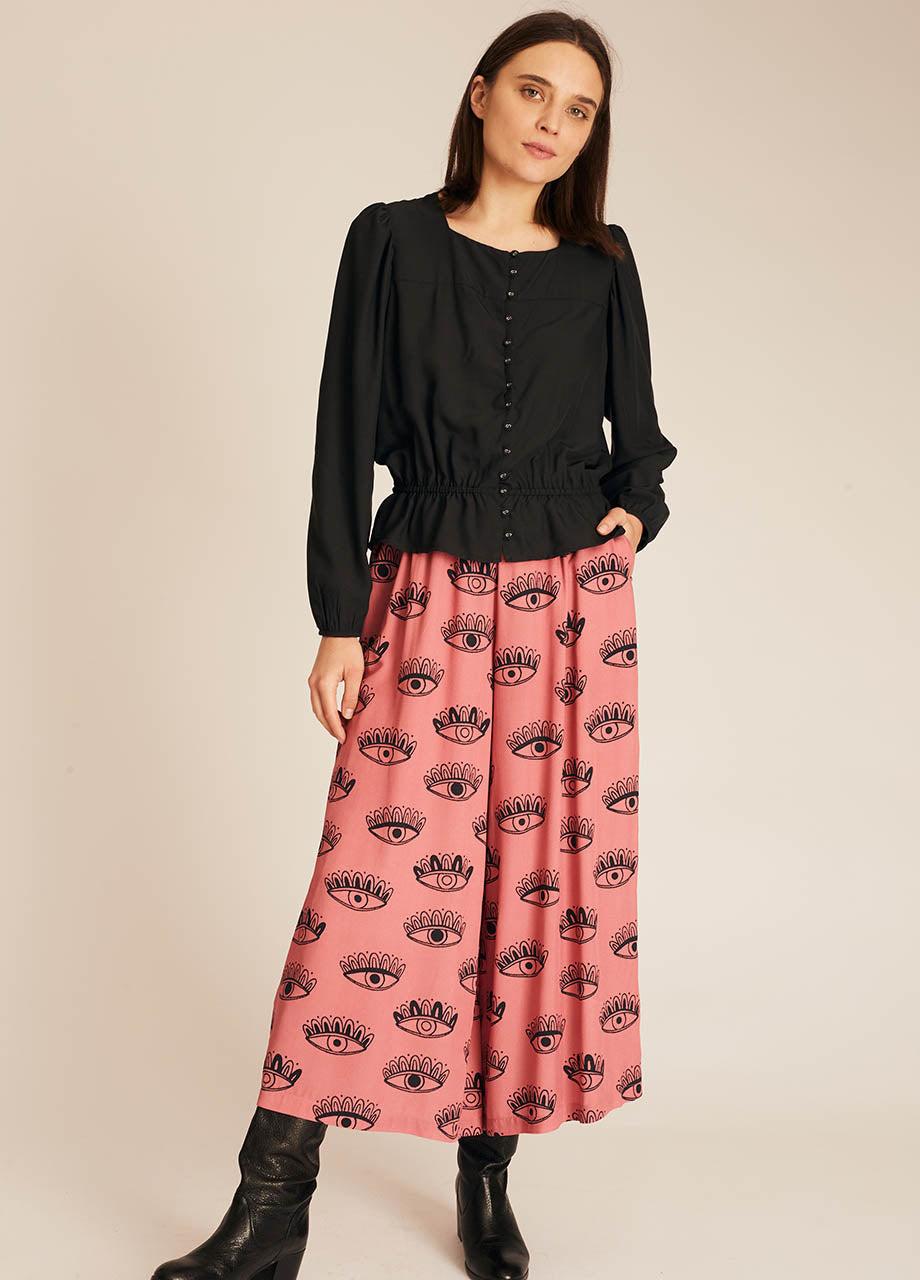 pepaloves FRILL SILKY SHIRT BLACK Libre de impuestos