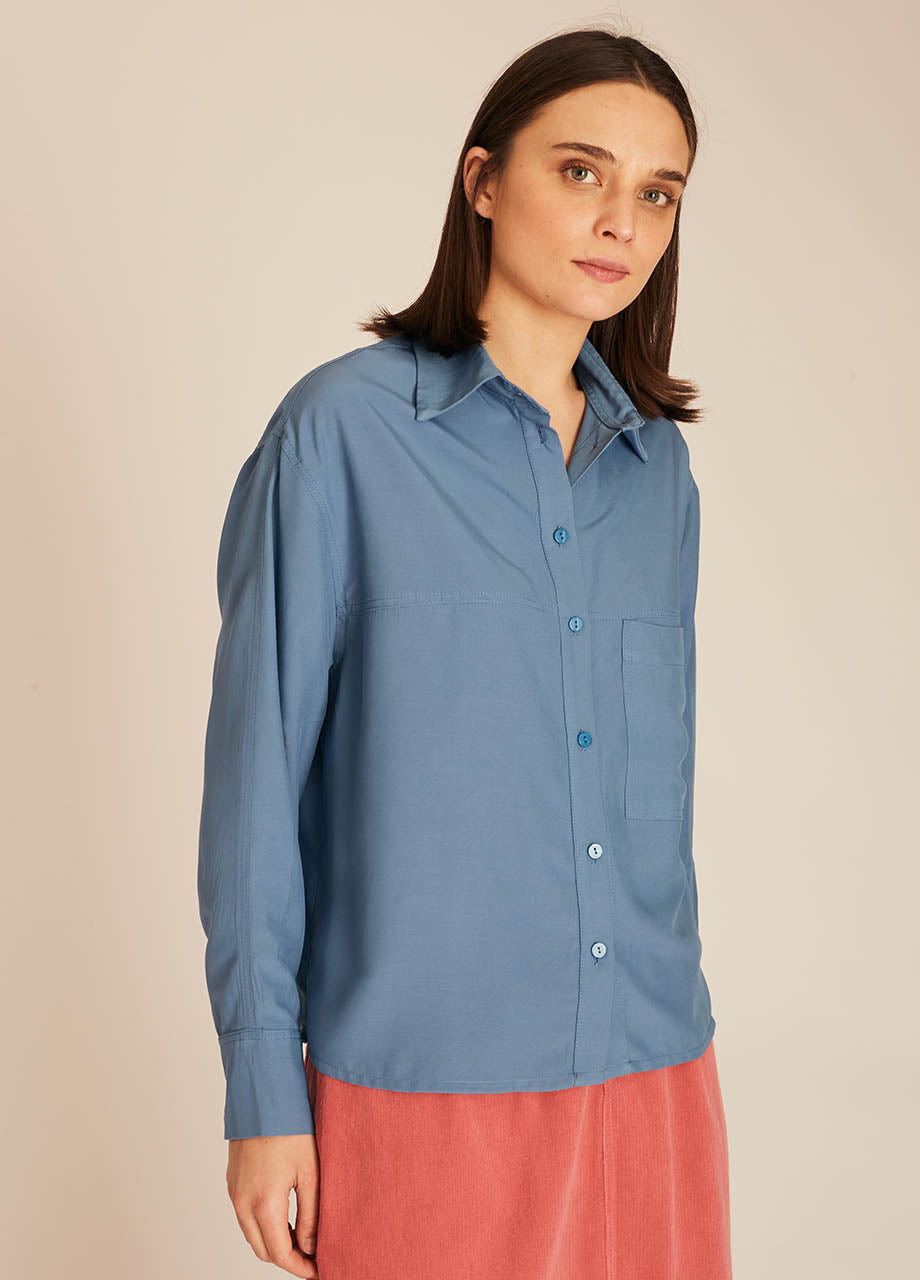 pepaloves POCKETS SILKY SHIRT BLUE Última moda
