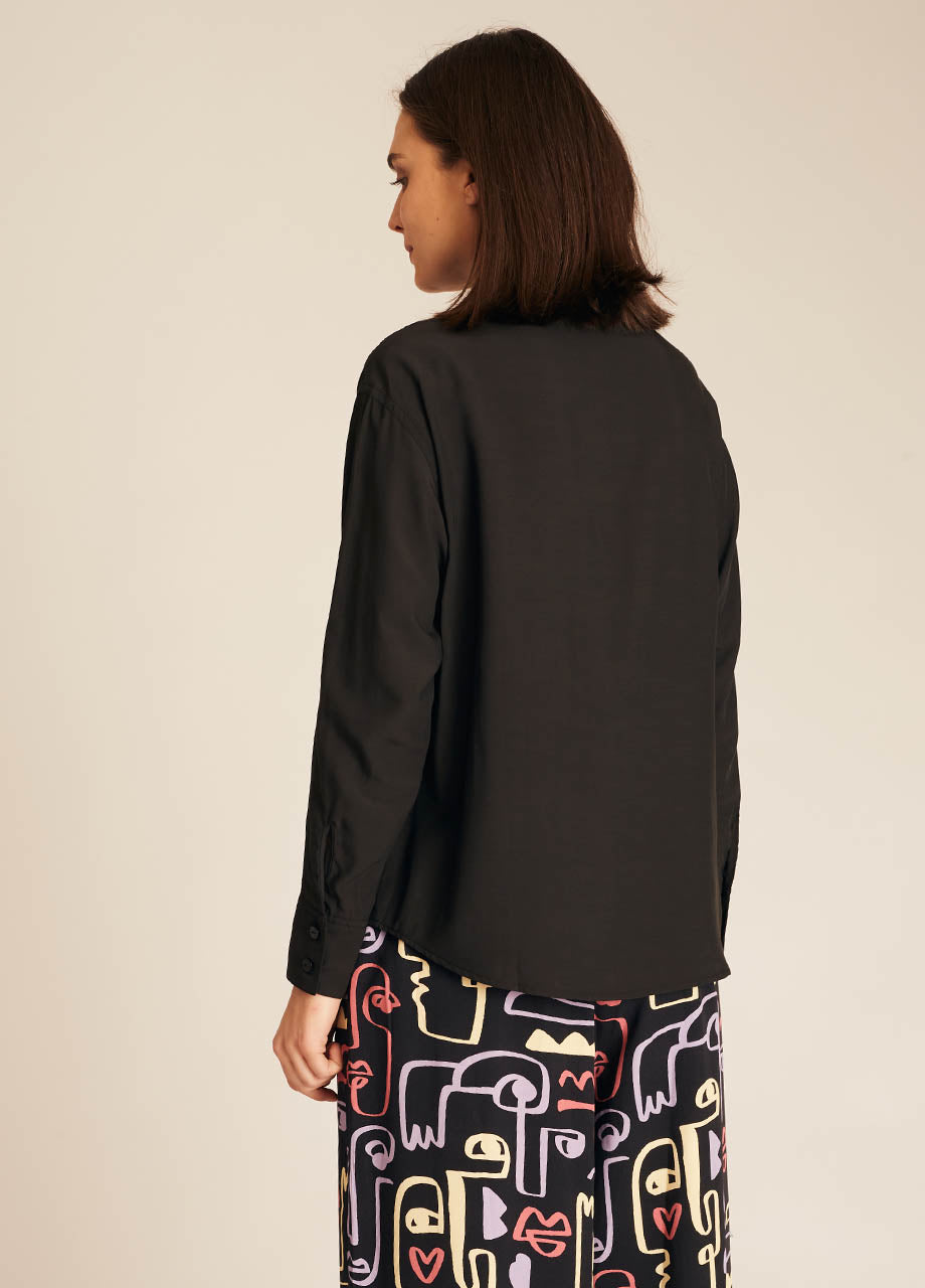 pepaloves POCKETS SILKY SHIRT BLACK Descuento por venta flash