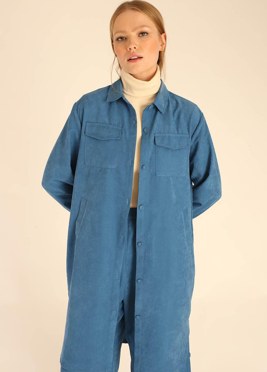 pepaloves LONG OVERSHIRT BLUE Descuento