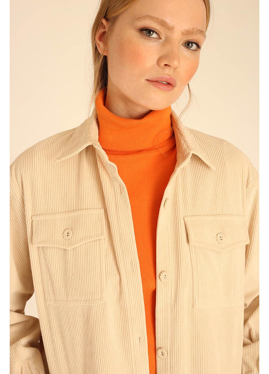 pepaloves CORDUROY LONG OVERSHIRT BEIGE Liquidación