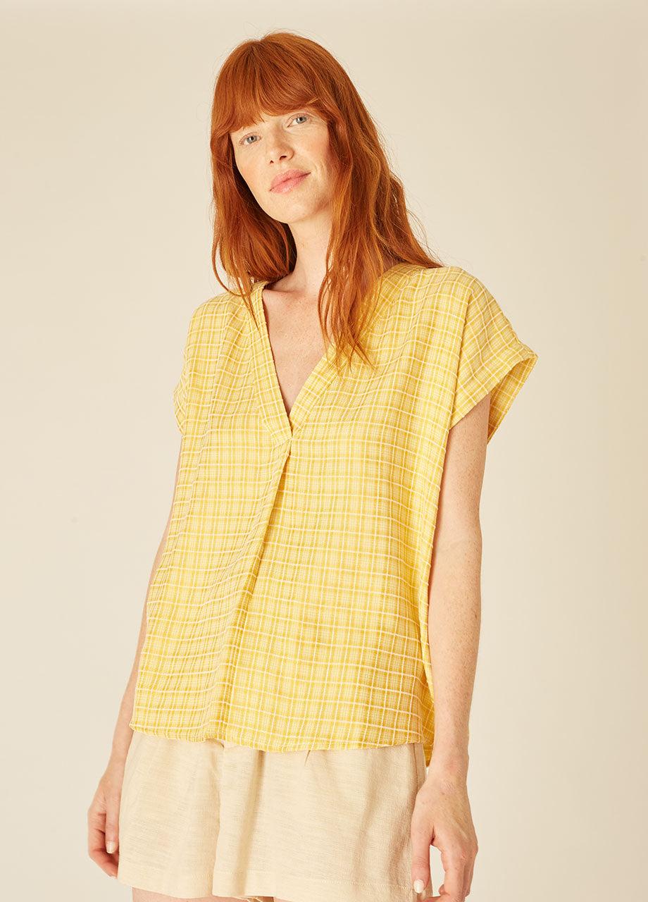 pepaloves SQUARES BLOUSE YELLOW Ofertas de temporada
