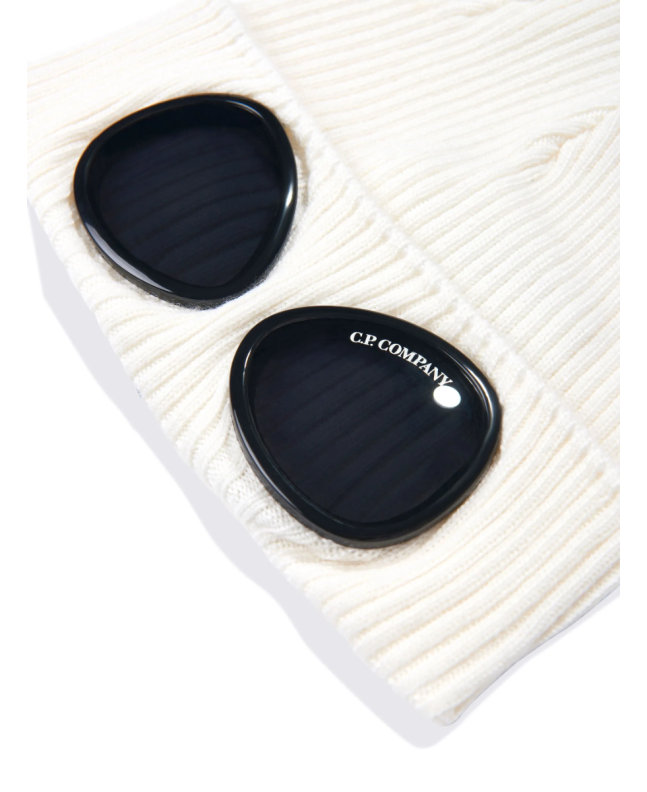 spezial madrid C.P. Company Kids Wool Knit Goggle Beanie Gauze White Precios de Black Friday