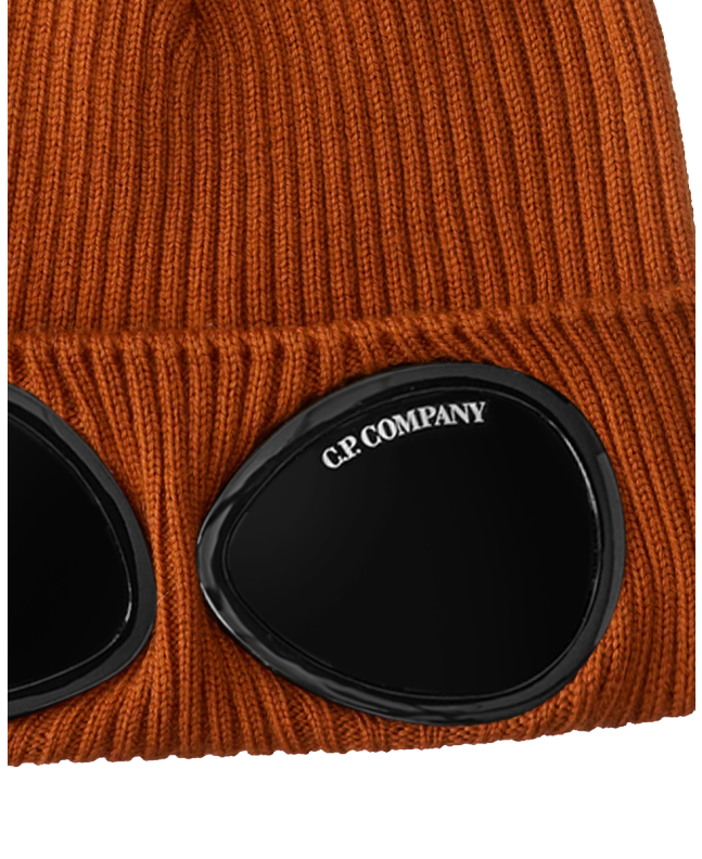 spezial madrid C.P. Company Kids Wool Knit Goggle Beanie Orange Rust En oferta