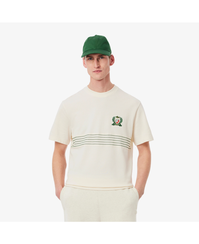 spezial madrid Lacoste Piqué Embroidered Badge Off White Oferta exclusiva