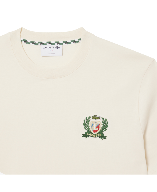 spezial madrid Lacoste French Made Embroidered Badge Tee Off White Descuento por venta flash
