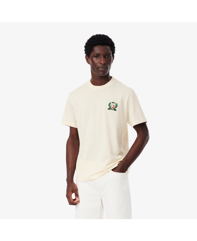 spezial madrid Lacoste French Made Embroidered Badge Tee Off White Descuento por venta flash