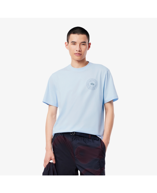 spezial madrid Lacoste Jersey Printed Badge Knit Tee Light Blue Ofertas especiales