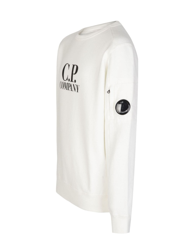 spezial madrid C.P Company Kids Diagonal Fleece Logo Crew Neck Sweatshirt Gauze White Últimos 3 días