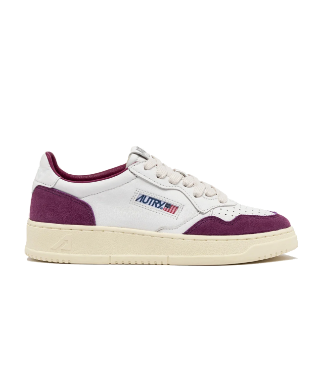 spezial madrid Autry Medalist Low Leather and Suede Sneaker White & Purple Envío internacional gratuito