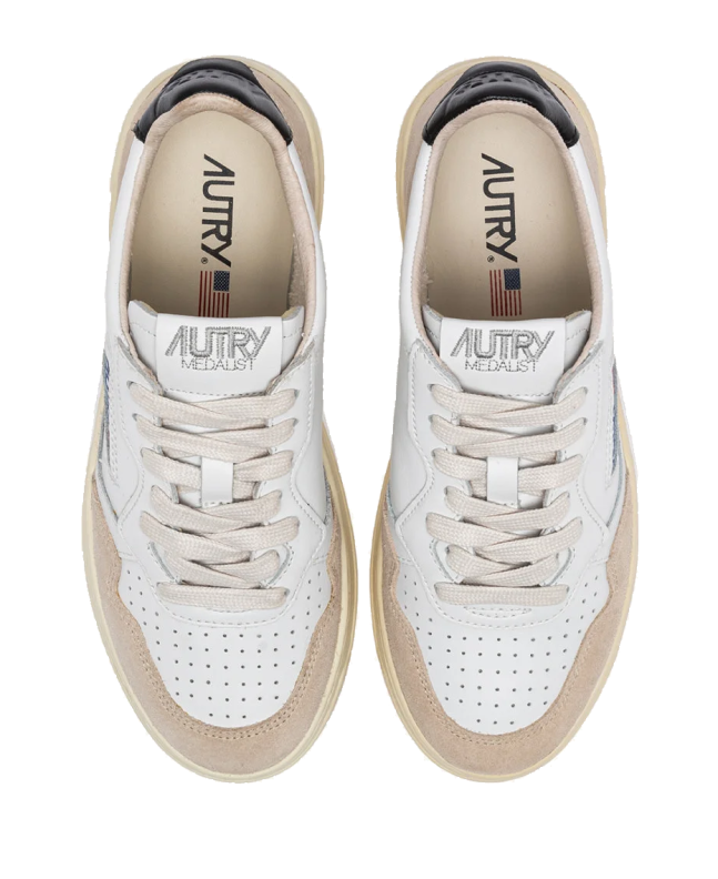spezial madrid Autry Medalist Low Suede Leather Sneaker White Beige Suede & Black Promoción trimestral