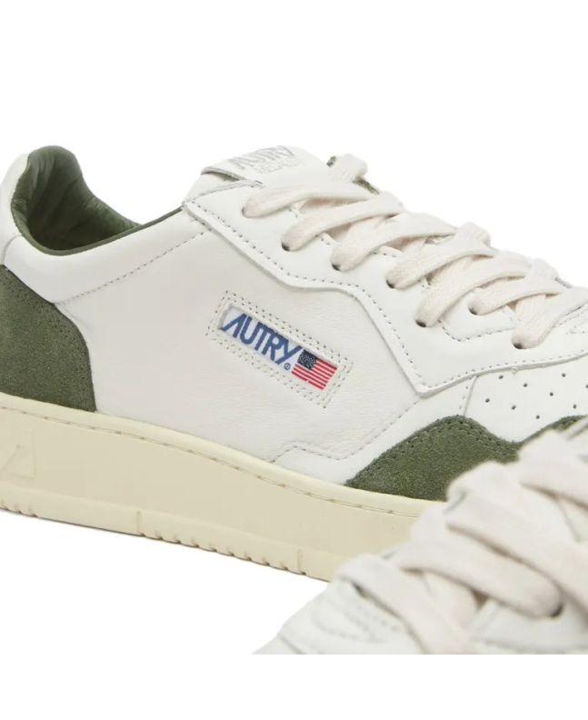 spezial madrid Autry Medalist Low Leather and Suede Sneaker White & Military Grandes descuentos