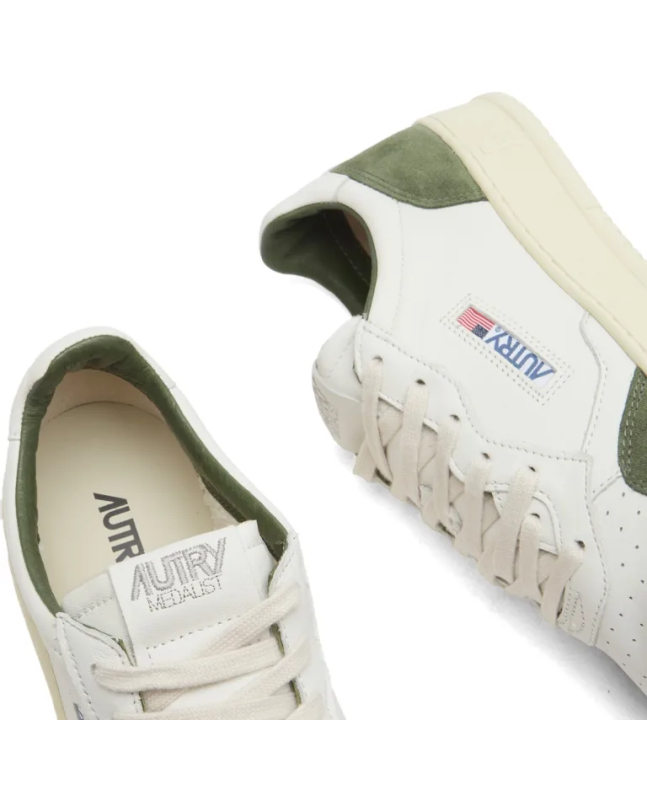 spezial madrid Autry Medalist Low Leather and Suede Sneaker White & Military Grandes descuentos