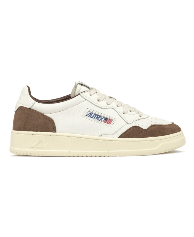 spezial madrid Autry Medalist Low Leather and Suede Sneaker White & Cigar Liquidación