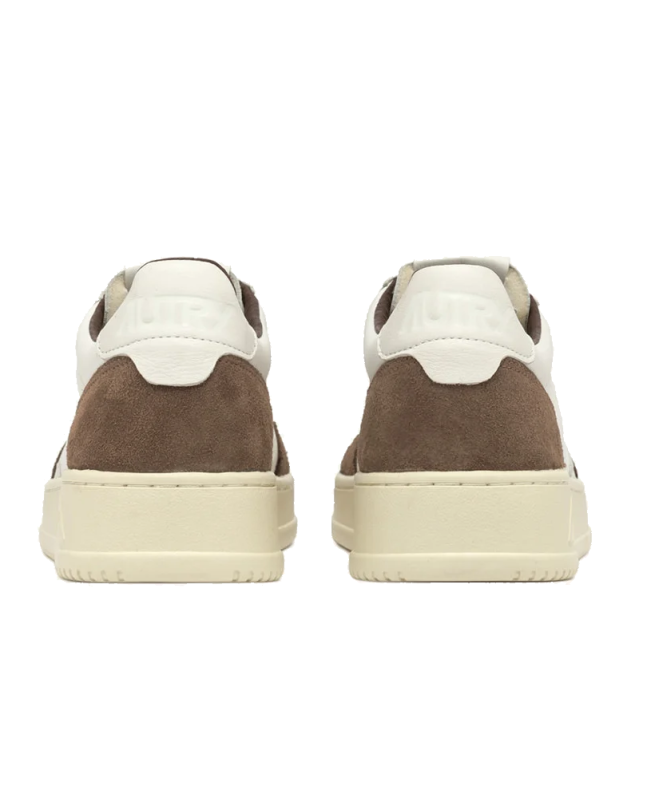 spezial madrid Autry Medalist Low Leather and Suede Sneaker White & Cigar Liquidación