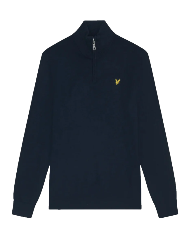 spezial madrid Lyle & Scott Cotton Merino 1/4 Zip Jumper Dark Navy Liquidación