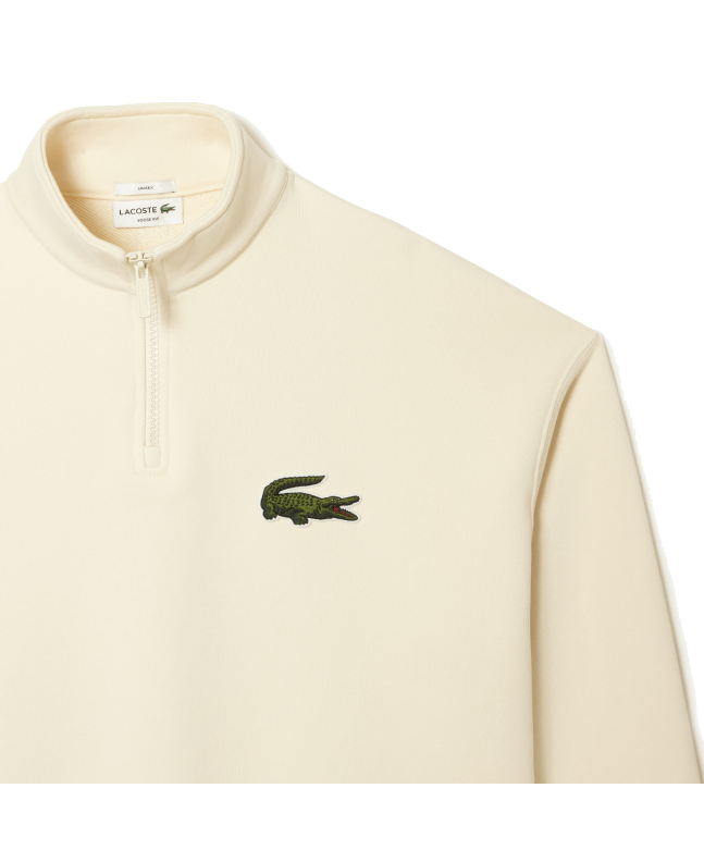 spezial madrid Lacoste Unisex Jogger Organic Cotton Hight Neck Zipper Sweatshirt White Rebajas top