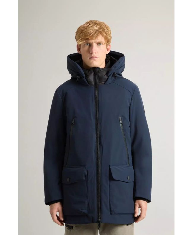 spezial madrid Woolrich Soft Shell Parka Melton Blue Precio de fábrica