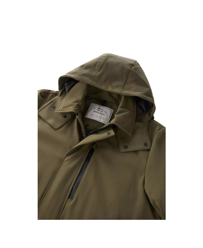 spezial madrid Woolrich Barrow Mac Soft Shell Coat Dark Green Promoción por tiempo limitado