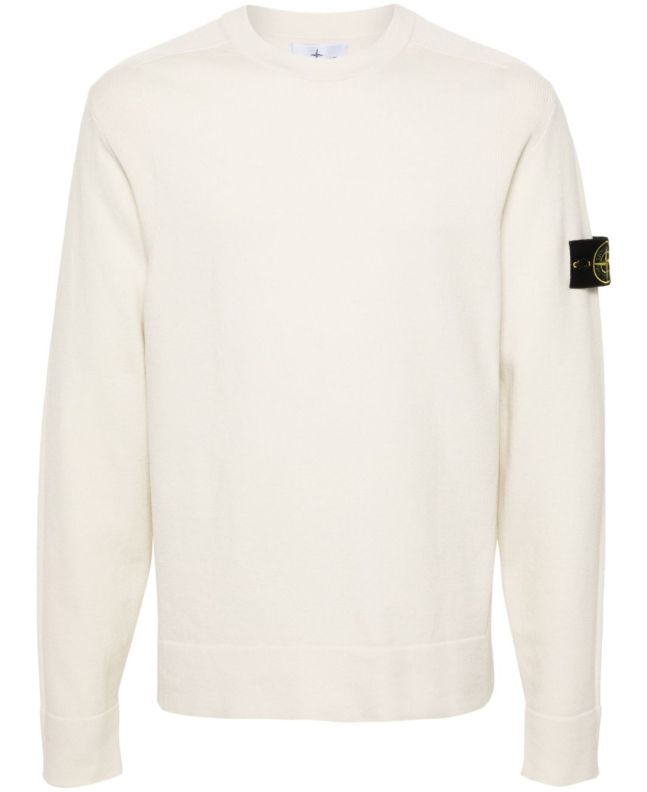 spezial madrid Stone Island 526A1 Stretch Wool Crewneck Stucco En oferta