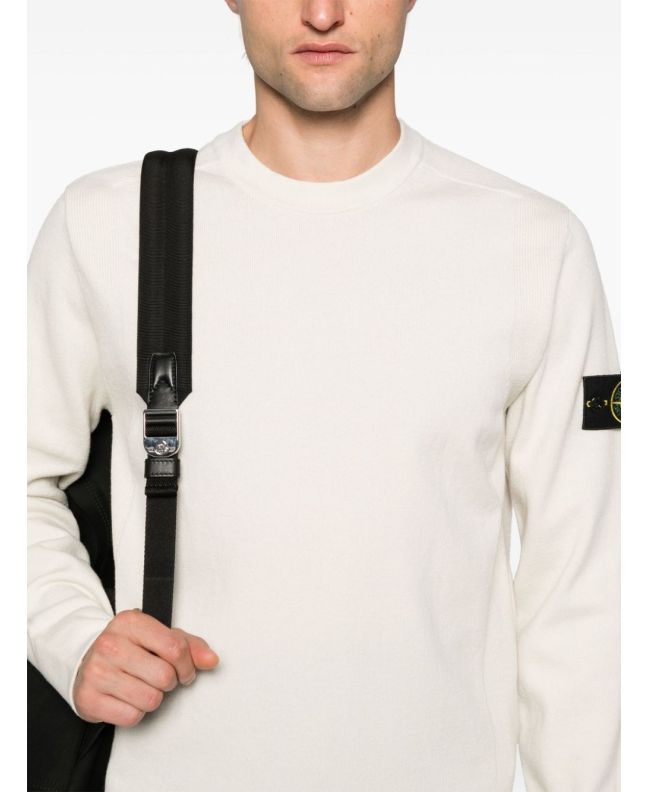 spezial madrid Stone Island 526A1 Stretch Wool Crewneck Stucco En oferta