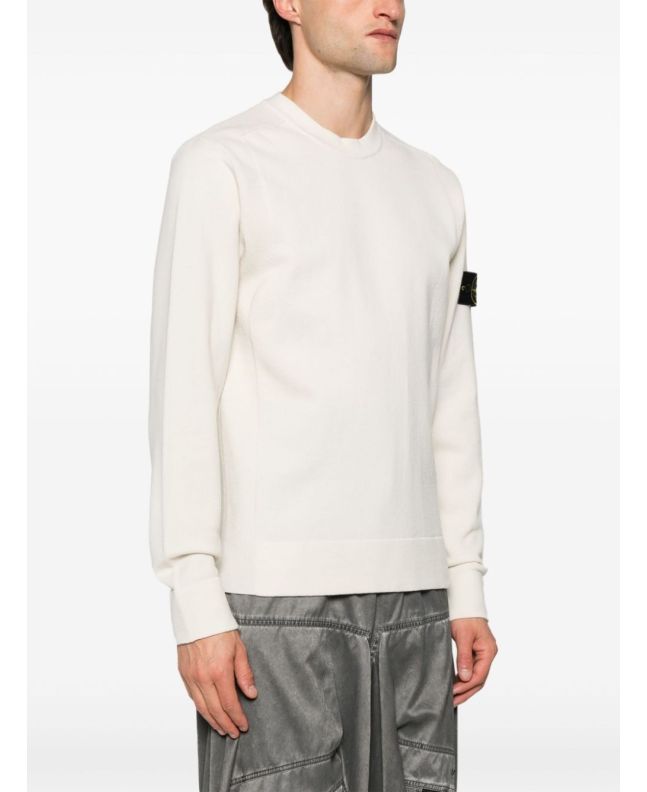 spezial madrid Stone Island 526A1 Stretch Wool Crewneck Stucco En oferta