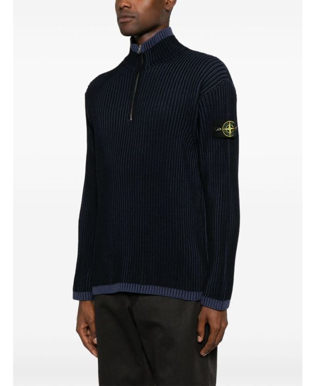 spezial madrid Stone Island 516C1 Vanisé Full Rib RWS Wool Knitwear Navy Blue Descuento por venta flash
