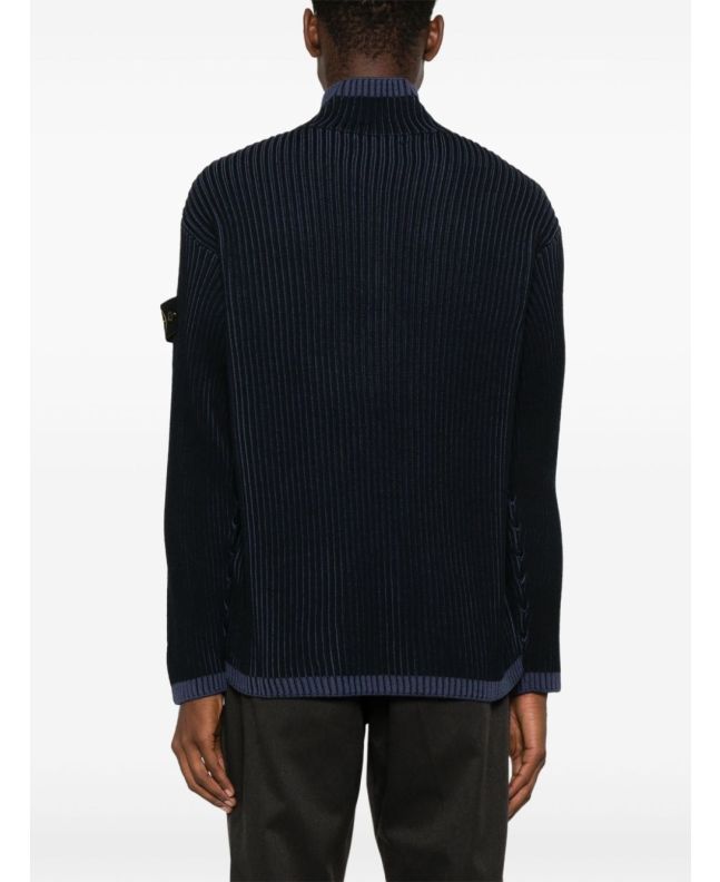 spezial madrid Stone Island 516C1 Vanisé Full Rib RWS Wool Knitwear Navy Blue Descuento por venta flash