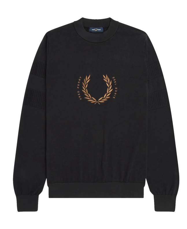 spezial madrid Fred Perry Laurel Circle Branding Crew Knit Black COMPRAR AHORA