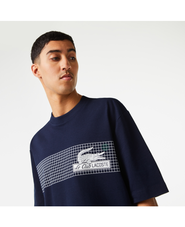 spezial madrid Lacoste Loose Fit Tennis Print Tee Navy En línea