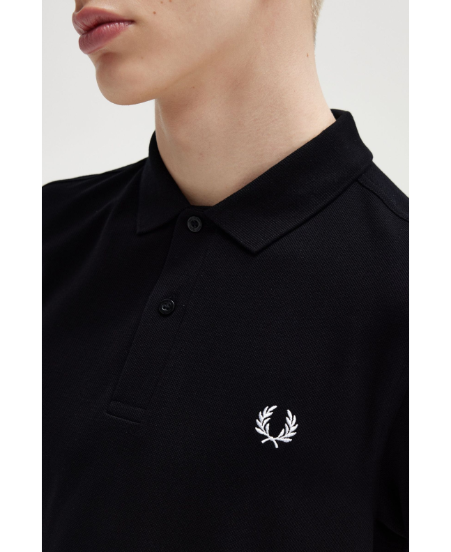 spezial madrid Fred Perry Slim Fit Plain Polo Uniform Black & Snow White Tienda
