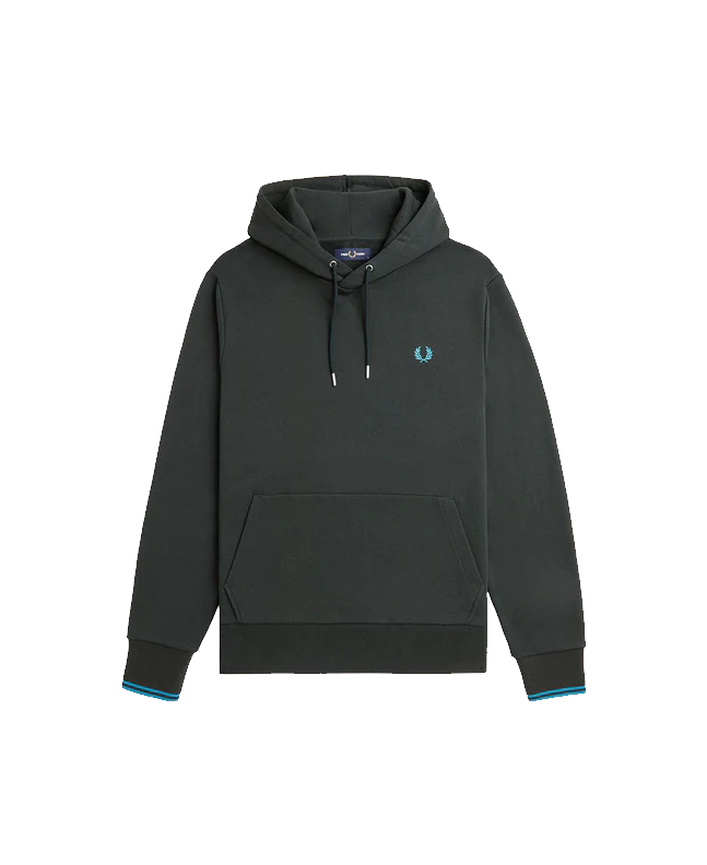 spezial madrid Fred Perry Tipped Hooded Sweatshirt Night Green & Ocean