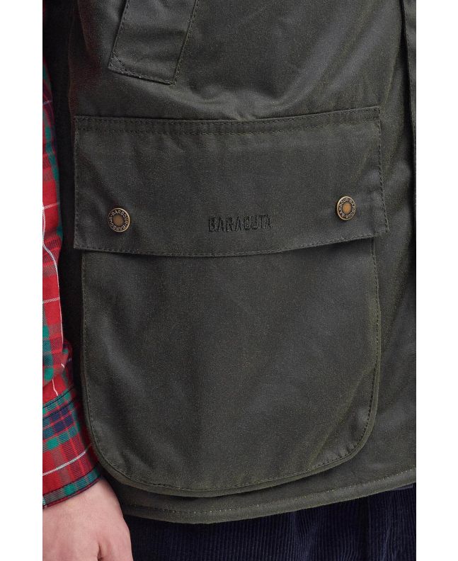 spezial madrid Barbour X Baracuta Waxed Gilet Archive Olive Últimos 3 días
