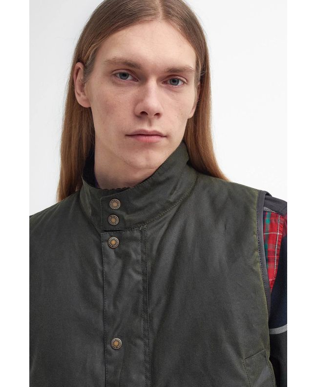 spezial madrid Barbour X Baracuta Waxed Gilet Archive Olive Últimos 3 días