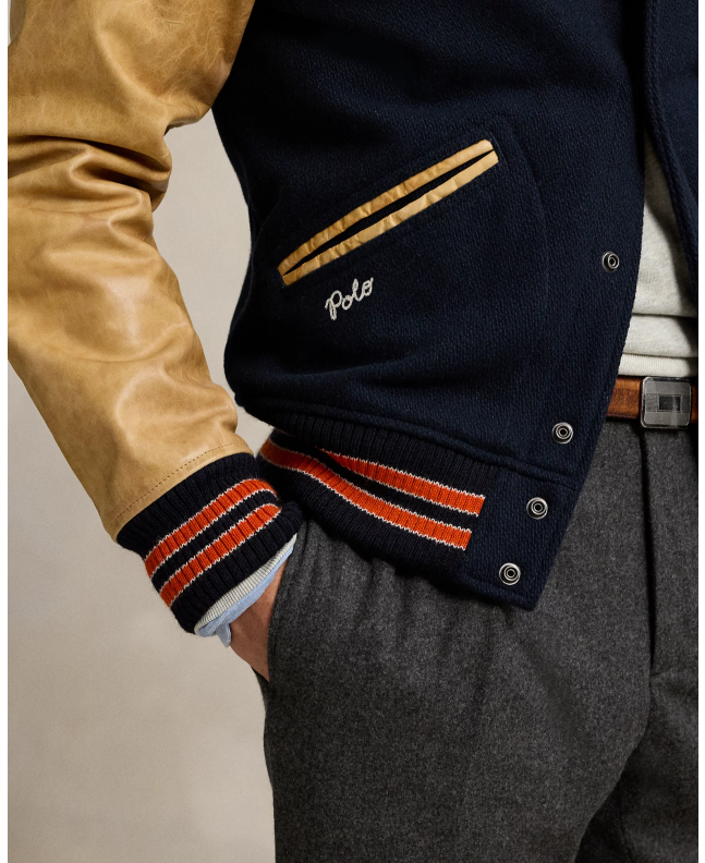 spezial madrid Polo Ralph Lauren Varsity Inspired Jacket Hunter Navy Oferta especial de fábrica