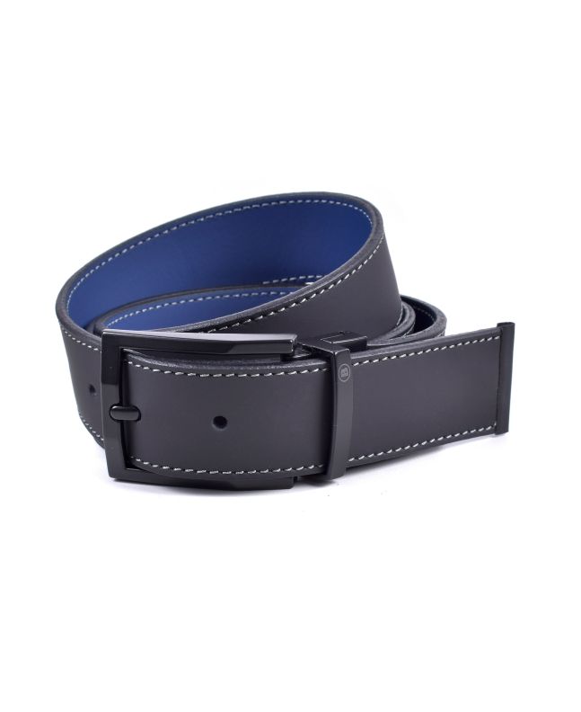 spezial madrid Bellido B-Urban Reversible Leather Belt Black & Blue Tienda de fábrica
