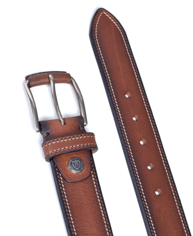 spezial madrid Bellido Jeans Double Stitching Leather Belt Brown En oferta