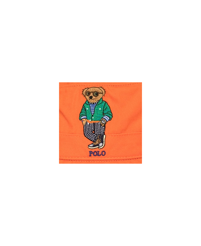 spezial madrid Polo Ralph Lauren Bear Chino Embroidered Bucket Hat Orange Oferta exclusiva