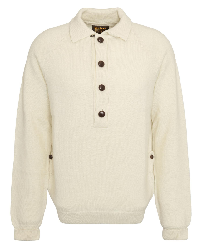 spezial madrid Barbour x TO KI TO Midden Collared Jumper Chalk En oferta