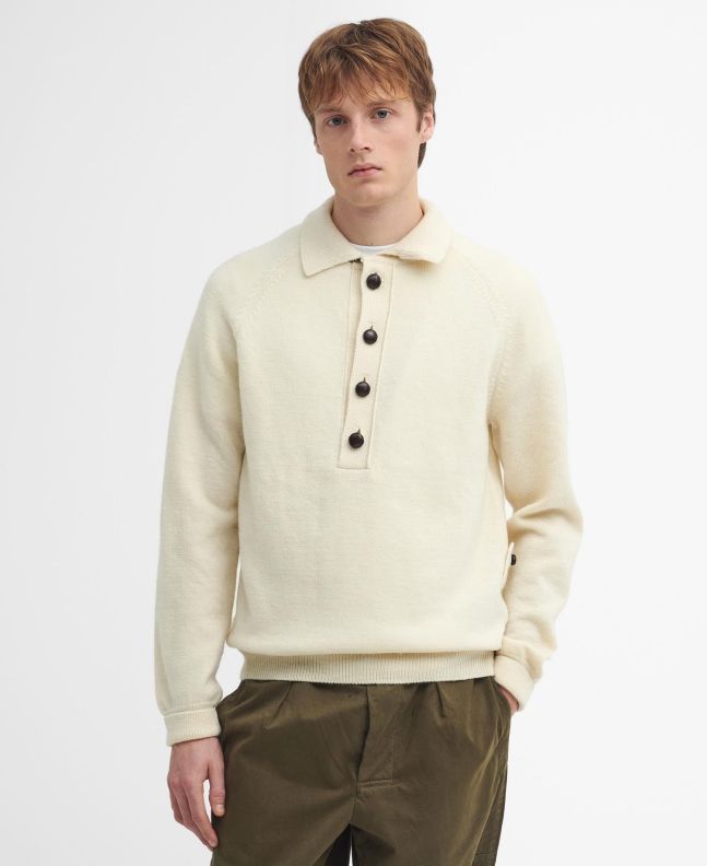 spezial madrid Barbour x TO KI TO Midden Collared Jumper Chalk En oferta