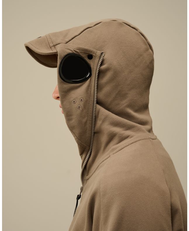 spezial madrid C.P. Company Diagonal Raised Fleece Explorer Goggle Hoodie Walnut Rebajas de fábrica