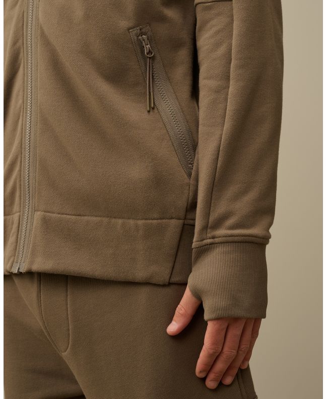 spezial madrid C.P. Company Diagonal Raised Fleece Explorer Goggle Hoodie Walnut Rebajas de fábrica