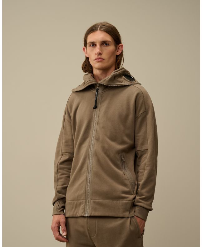 spezial madrid C.P. Company Diagonal Raised Fleece Explorer Goggle Hoodie Walnut Rebajas de fábrica