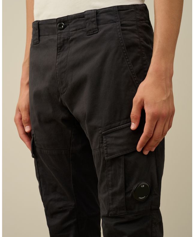 spezial madrid C.P. Company Garment Dyed Stretch Sateen Fitted Lens Pocket Cargo Pants Black Sand Tienda
