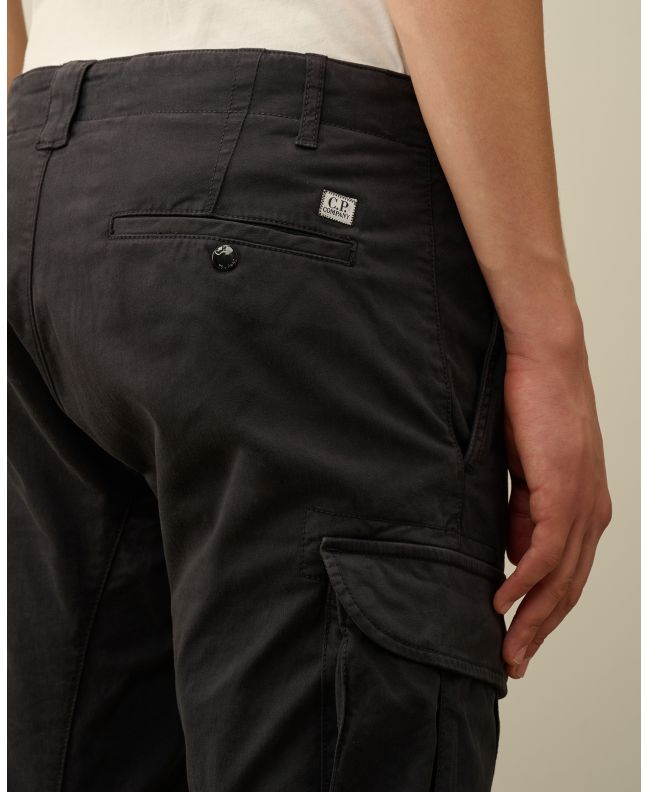 spezial madrid C.P. Company Garment Dyed Stretch Sateen Fitted Lens Pocket Cargo Pants Black Sand Tienda