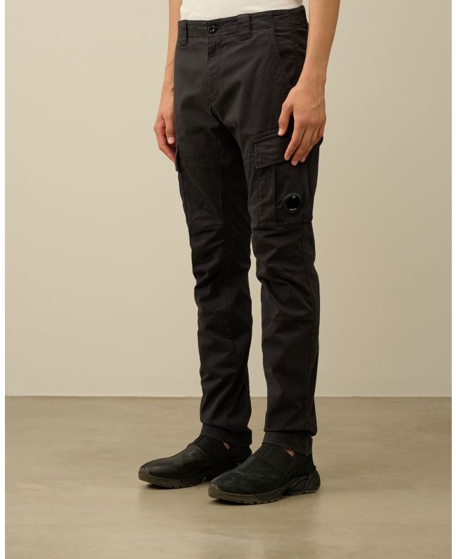 spezial madrid C.P. Company Garment Dyed Stretch Sateen Fitted Lens Pocket Cargo Pants Black Sand Tienda