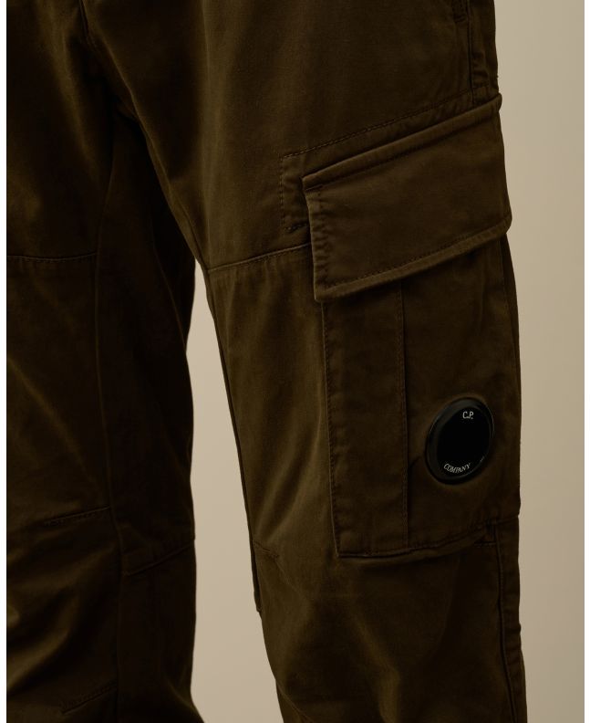 spezial madrid C.P. Company Garment Dyed Stretch Sateen Fitted Lens Pocket Cargo Pants Ivy Green Tienda
