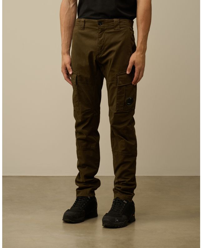 spezial madrid C.P. Company Garment Dyed Stretch Sateen Fitted Lens Pocket Cargo Pants Ivy Green Tienda