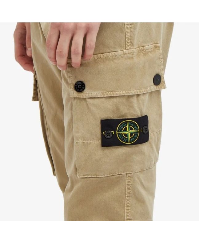 spezial madrid Stone Island 303L1 Stretch Broken Twill Organic Cotton "Old Effect" Cargo Pants Biscuit Superdescuento