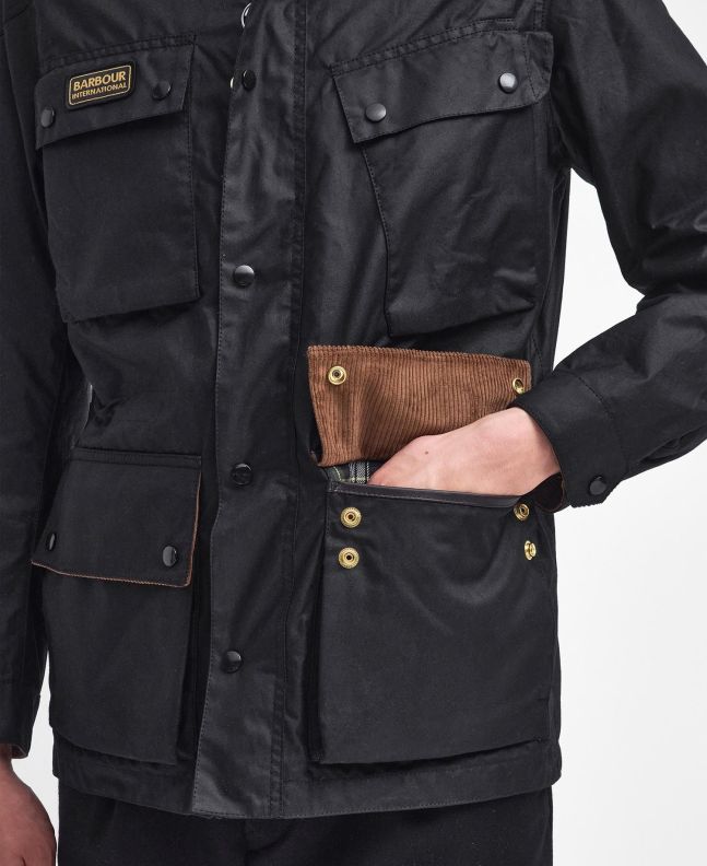 spezial madrid Barbour International Westross Waxed Jacket Classis Black Tienda de fábrica